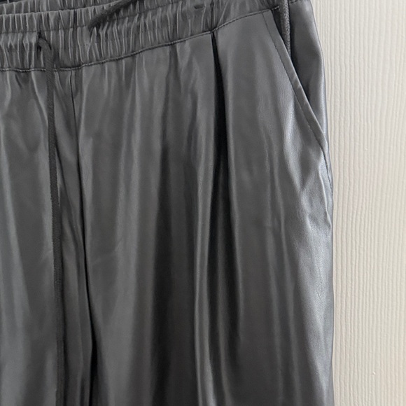 Black leather faux Jogger Pants - Picture 3 of 6
